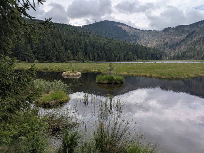 Der kleine Arbersee mit Blick auf den Großen Arber